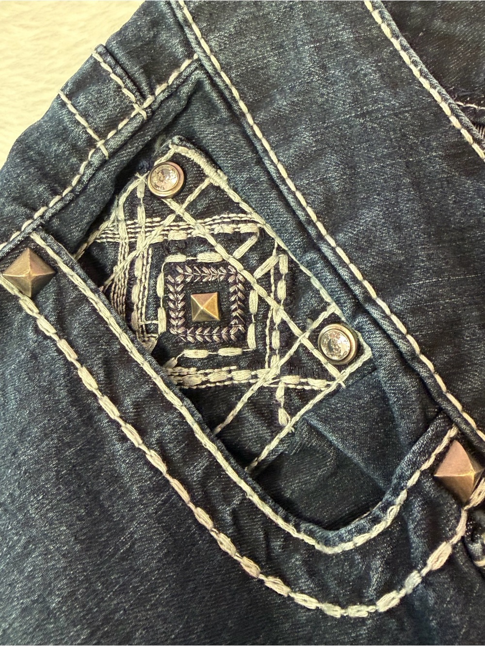 Love Nation Dark Blue Jeans with Gold & Silver Embellishment - Picture 3 of 8